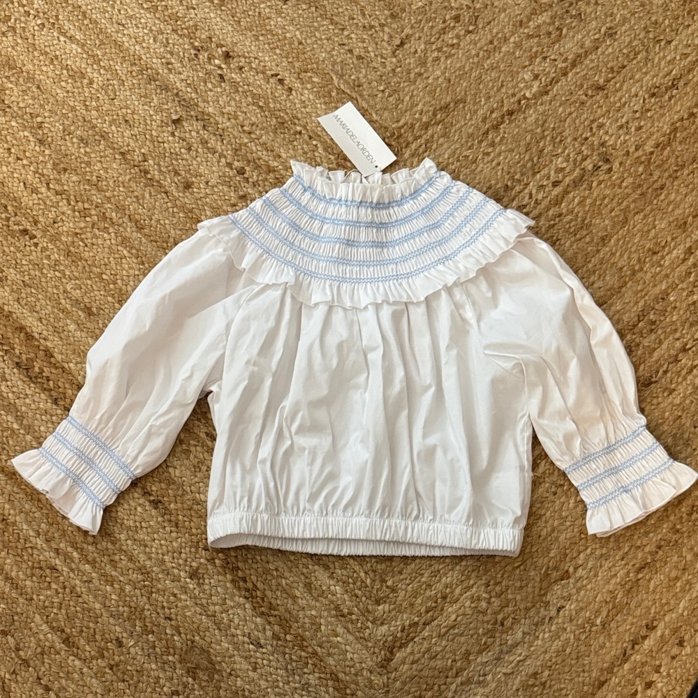 Maria DeLaOrden White smocked top